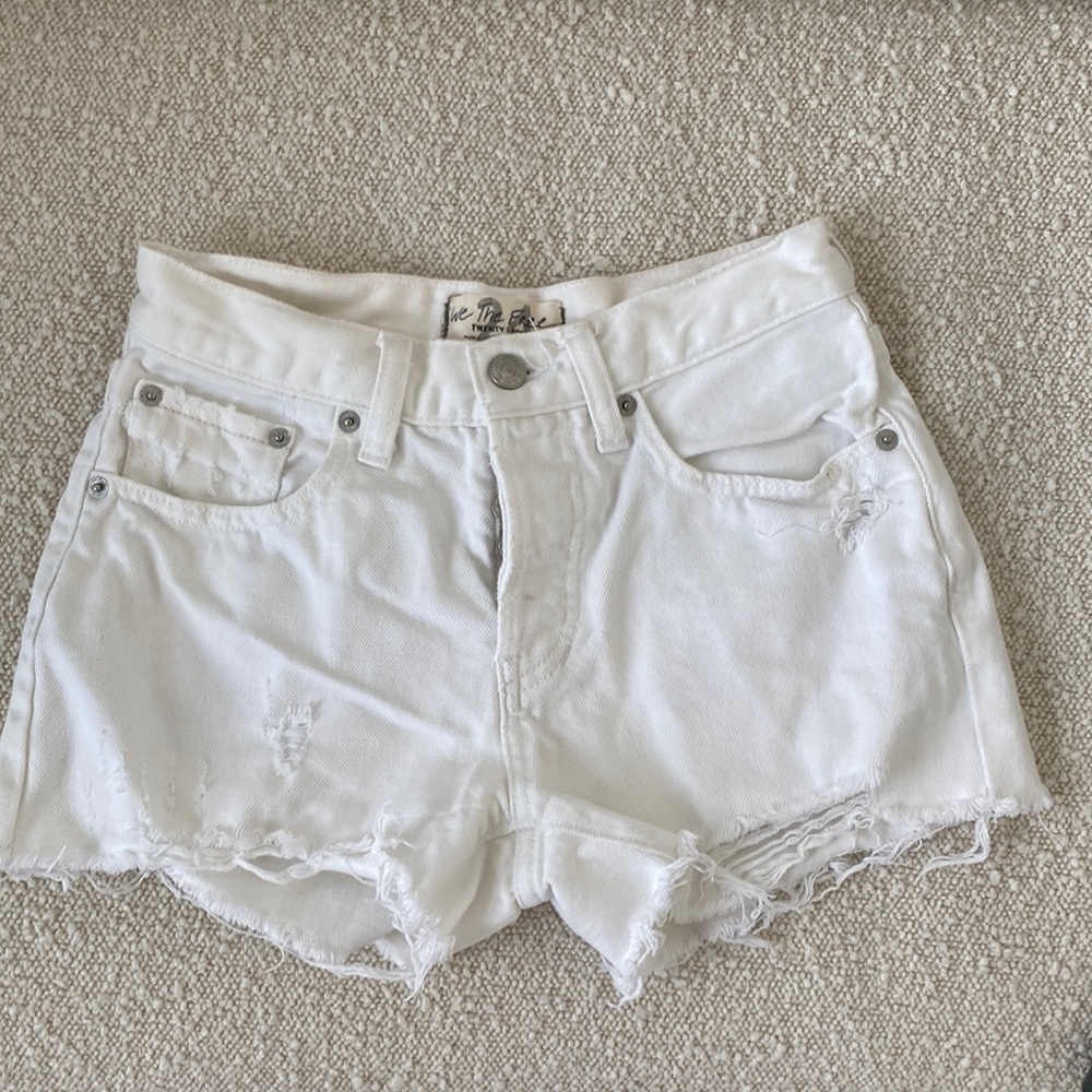 Free People White Jean Shorts